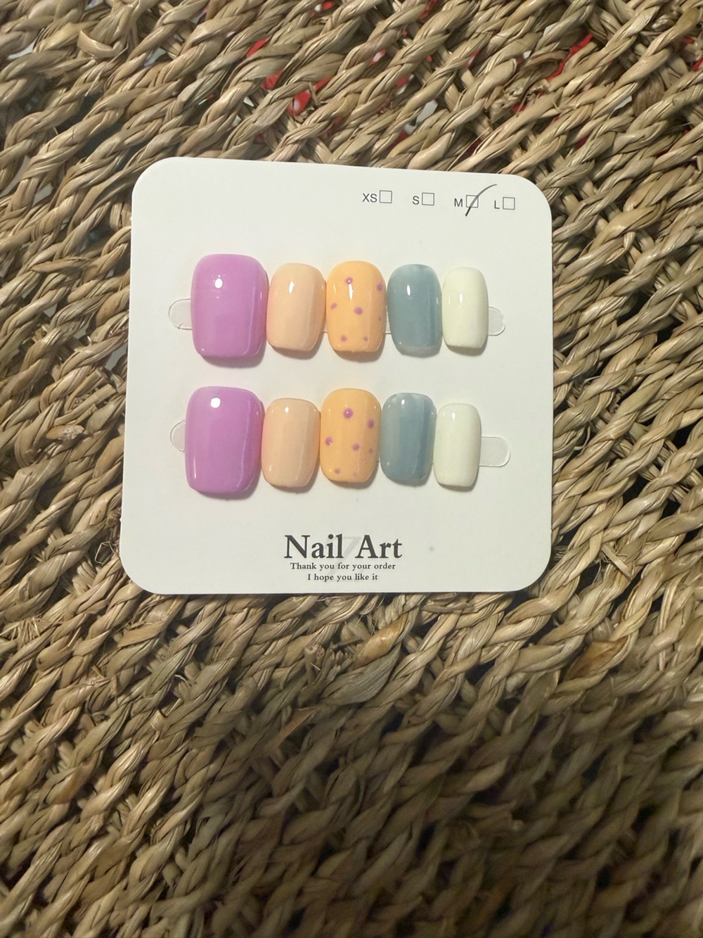 Press-On Nails - Purple, Peach, Yellow, Blue, White